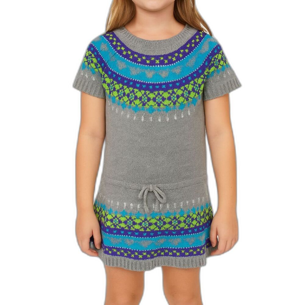 Arizona Girls Fair Isle Sweater Dress in Gray | Size XL (6X)
